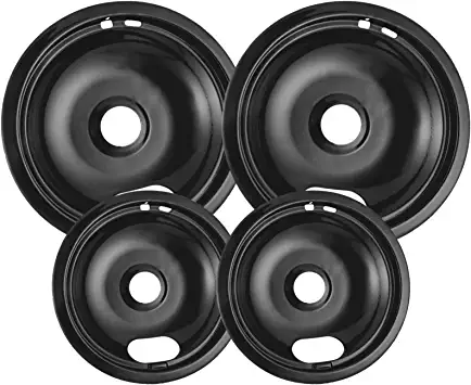 Photo 1 of 4 Pack Black Drip Pans, Compatible with Whirpool Kenmore Frigirate Stove Top Drip Bowls. Include 2 Pcs 6'' Range Replacement Drip Pans and 2 Pcs 8 '' Cooktop Drip Pans
