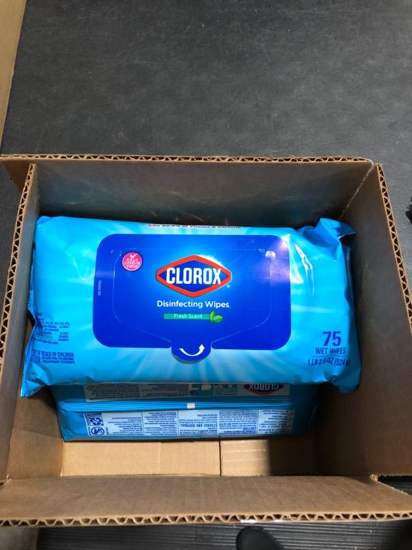 Photo 3 of Pack of 3 Clorox Disinfecting Wipes, Bleach Free Cleaning Wipes, Fresh Scent, Moisture Seal Lid, 75 Wipes