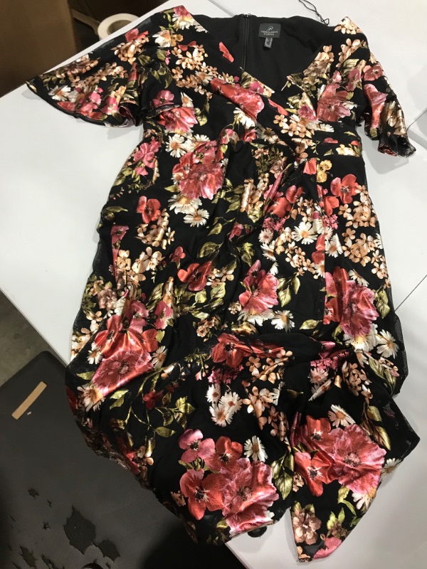 Photo 2 of Adrianna Papell Women's Foiled Mesh Draped Midi Dress
Size 16