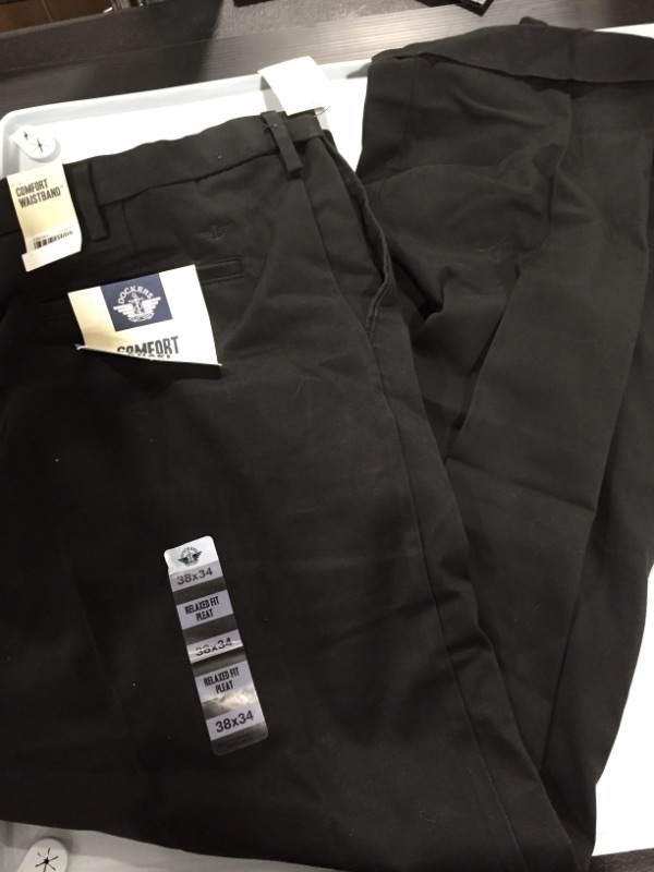 Photo 2 of Dockers Comfort Khaki Mens Relaxed Fit Pleated Pant, 38x34, Black
