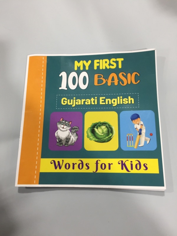 Photo 2 of My First 100 Basic Gujarati English Words for Kids: An amazing handbook for toddlers with a variety of fruits, vegetables, ABC animals, vehicles, body parts and many more. Paperback – October 19, 2021
