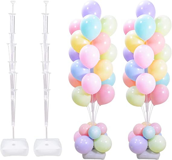 Photo 1 of 2 Set Stand Balloon Column Kit 5.3 Ft Tall, Reusable Adjustable Height,Can Hold 19 Balloons, For Table or Floor,for Birthday, Baby Shower,Graduation, Christmas, Halloween, Wedding Party Decoration