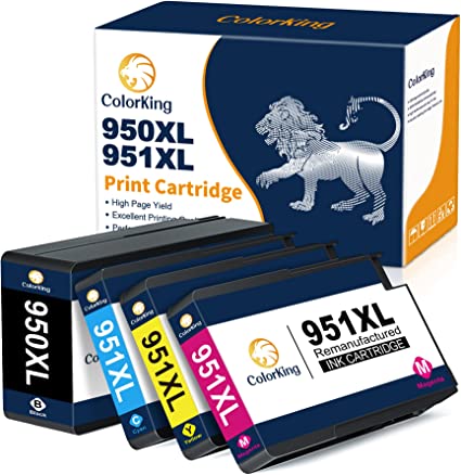 Photo 1 of ColorKing Remanufactured Ink Cartridge Replacement for HP 950 XL 950XL 951 XL 951XL to use with OfficeJet Pro 8600 8610 8615 8620 8625 8630 8100 276dw 251dw Printer (4 High Yield Combo Pack)