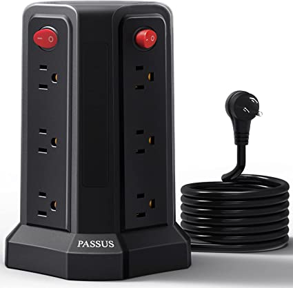 Photo 1 of Power Strip Surge Protector Tower with 1800J Protection,12 AC Multiple Outlets Power Tower,6.5FT Extension Cord Flat Plug, for Smartphone Home Office Tablet Dorm Room