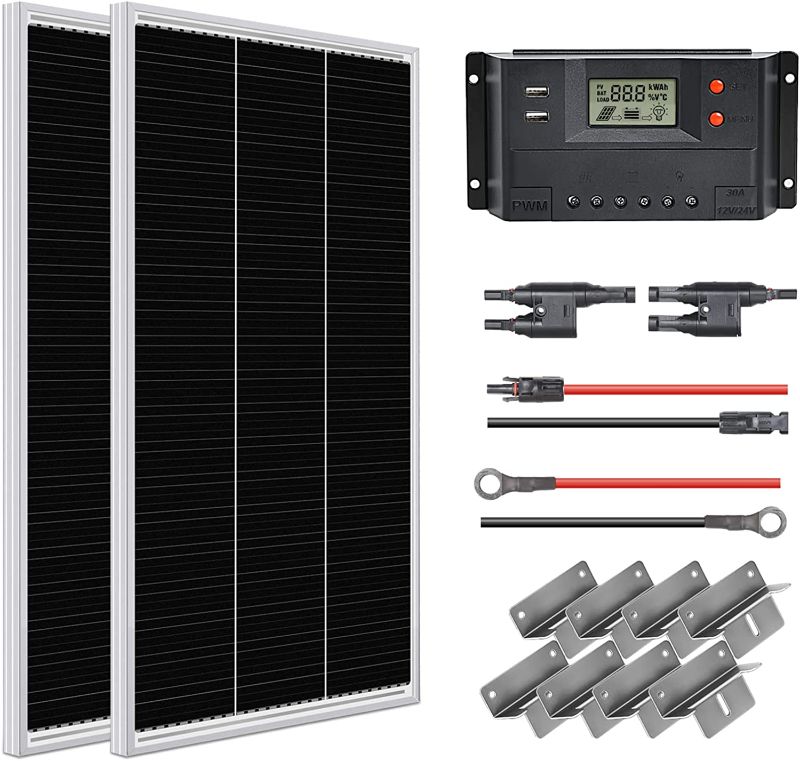 Photo 1 of WEIZE 200 Watt 12 Volt Solar Panel Starter Kit, High Efficiency Monocrystalline PV Module for Boat, Caravan, RV and Other Off Grid Applications
