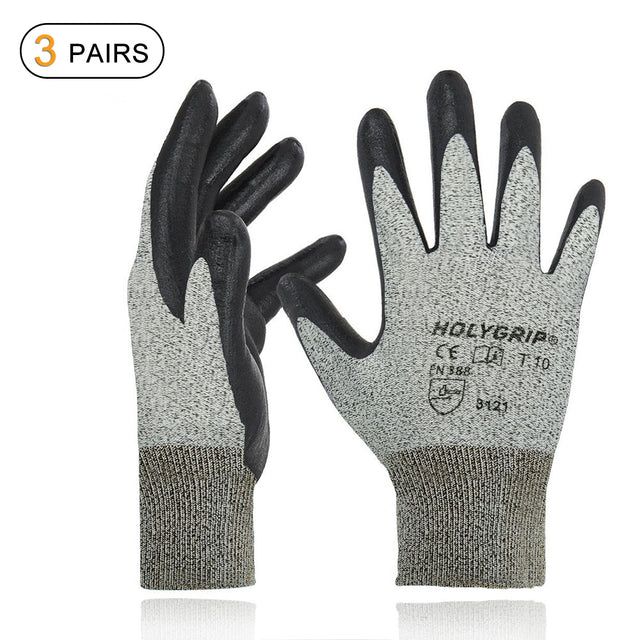 Photo 1 of 3D Comfort Stretch Fit, Power Grip, Durable Foam Nitrile Coated, Smart Touch, Thin & Lightweight, Machine Washable, Black Grey 8 (M) 3 Pairs 