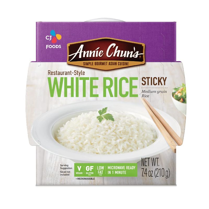 Photo 1 of Annie Chun's - Cooked White Sticky Rice: Instant, Microwaveable, Gluten Free, Vegan, Low Fat, No Artificial Flavors & Preservatives, Healthy & Delicious, 7.4 Oz (Pack of 6) Best By: 03./03/2022
