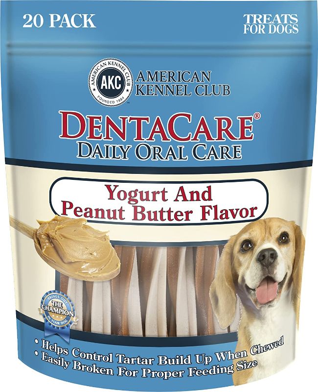 Photo 1 of American Kennel Club 20 Count Yogurt And Peanut Butter Dentacare Dog Treats Best By
: 01/13/2022