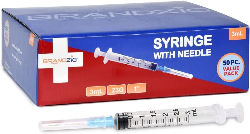 Photo 1 of 3ml Syringe with Needle - 23G, 1" Needle 50-Pack
