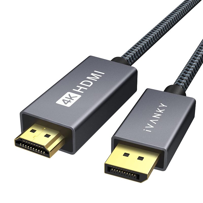 Photo 1 of 4K DisplayPort to HDMI Cable, iVANKY Uni-Directional 4K@30Hz DP to HDMI Cable, Display Port to HDMI with Gold-Plated Braided, Display to HDMI for HDTV, Monitor, AMD, NVIDIA, Lenovo, HP, etc - 6.6ft
