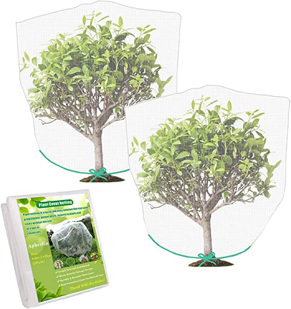 Photo 1 of Aphrolin Plant Cover Bags, 4.6X 3.4 Feet Reusable Thicken Encrypted Garden Netting Mesh with Drawstring, Fruit Tree Plant Protect Netting, Plant Cover for Pest, Insect Bird Barrier Netting ( 2 Pcs)
