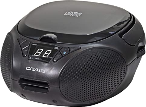 Photo 1 of Craig CD6925BT-BK Portable Top-Loading Stereo CD Boombox with AM/FM Stereo Radio and Bluetooth Wireless Technology in Black | LED Display | Programmable CD Player | CD-R/CD-W Compatible | AUX Port |
