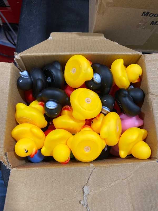 Photo 2 of 50 Pack Multicolor Mini Rubber Ducky Float Ducks Baby Bath Toy, Great for Jeep Ducking, Shower, Birthday Party, Carnival Game Gift(1.65 x 1.5 x 1.4 inches 6 Colors)
