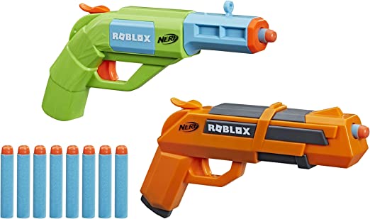 Photo 1 of NERF Roblox Jailbreak: Armory, Includes 2 Hammer-Action Blasters, 10 Elite Darts, Code to Unlock in-Game Virtual Item
