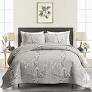 Photo 1 of 3 Piece Reversible Quilt Set Gray Branch King Size 102x88 Soft Microfiber Lightweight Coverlet Bedspread Summer Comforter Set Bed Cover for All Season (1 Quilt+ 2 Shams)
