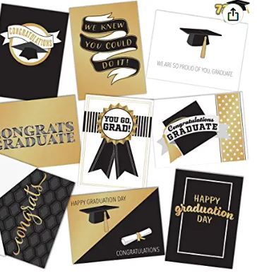 Photo 1 of 72 Pack 2022 Graduation Cards with Envelopes - Gift Card Holder Pack (9 Designs) for College & High School Graduation Gifts Party Supplies-Gold
