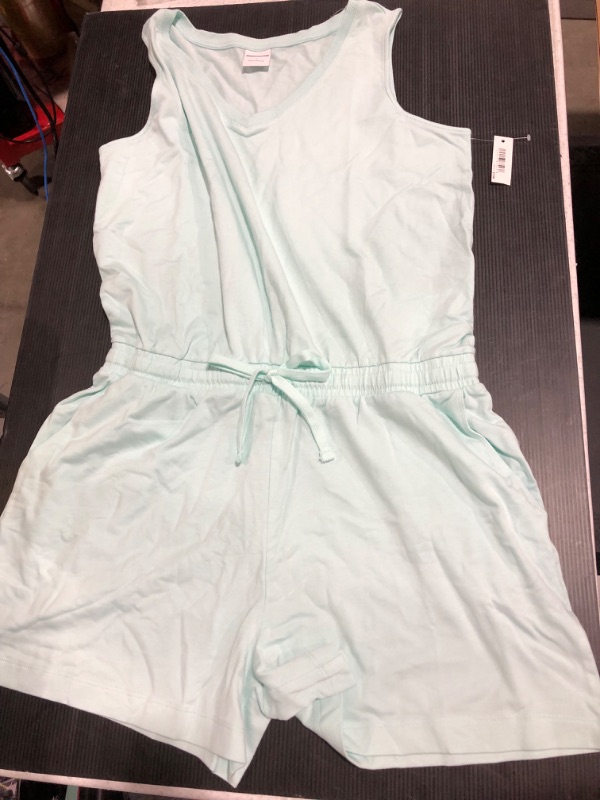 Photo 2 of [Large] Amazon Essentials Women's Studio Terry Fleece Romper [Bright Mint Green]