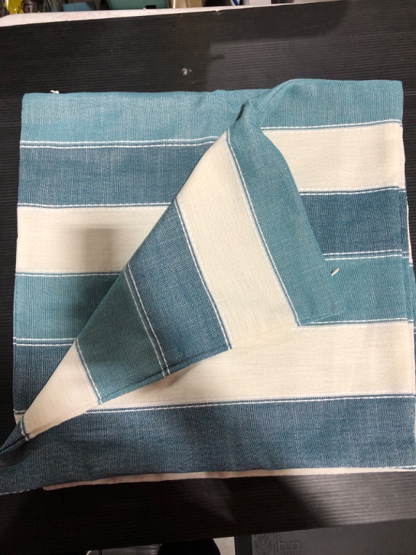 Photo 2 of AmHoo Pack of 2 Farmhouse Stripe Check Throw Pillow Covers- 18x18Inch [Teal Blue]