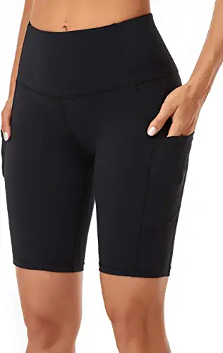 Photo 1 of [Size ] Oalka Women's Short Yoga Side Pockets High Waist Workout Running Shorts [Black]