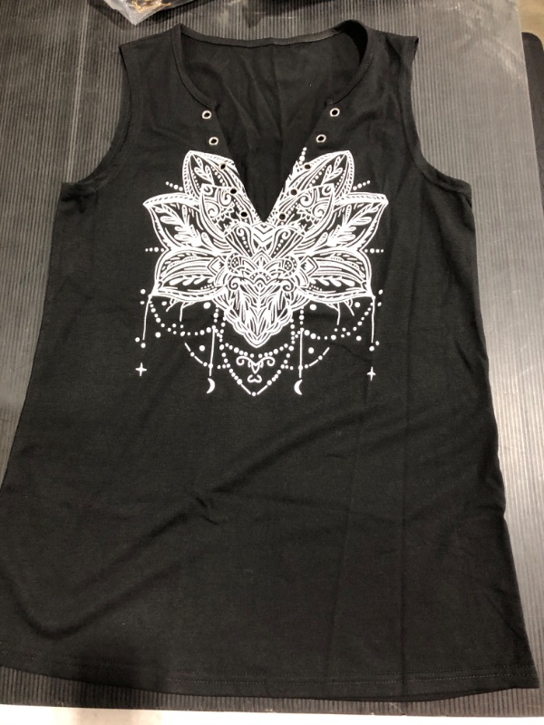Photo 2 of [Size Womens Mandala Vintage Graphic Racerback Tank Tops Summer Casual Loose O-Neck Tanks Vest Vacation Classic-Fit Shirt Cami