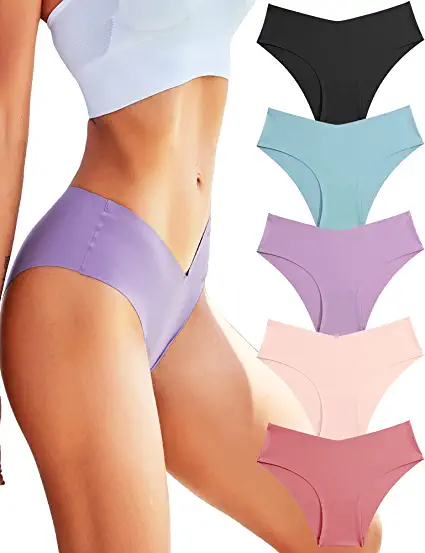 Photo 1 of [Size S] Women’s Seamless Underwear Soft Stretch Briefs Invisibles Hipster V Cut cheeky No Show Bikini [5 Pack]
