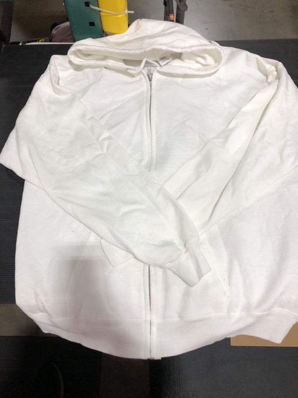 Photo 2 of [Size L] Hanes Men's Full-Zip Eco-Smart Hoodie [White]