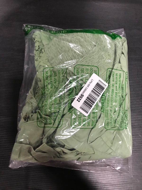 Photo 2 of [Size XL] Dokuritu Women's Beach Crochet Lace Maxi Dress Solid Color Summer Spaghetti Strap Long Dress [Sprout Green]