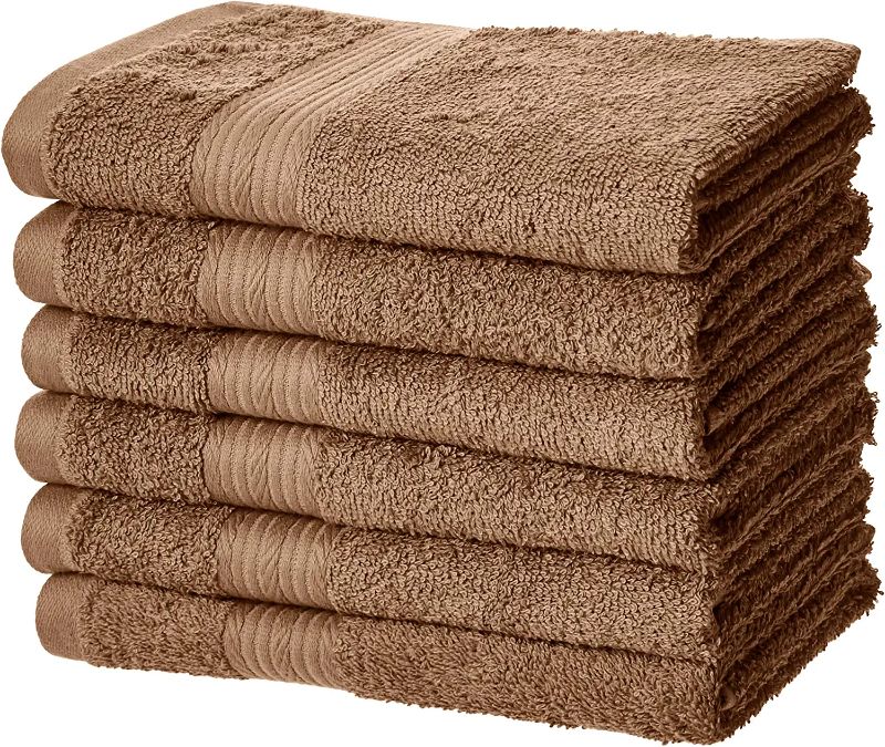 Photo 1 of Amazon Basics Fade-Resistant Cotton Hand Towel - 6-Pack, Acorn