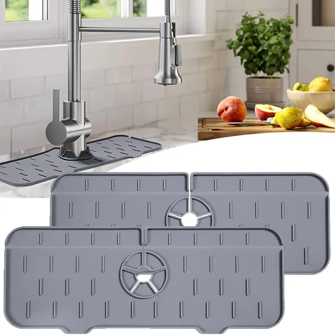 Photo 1 of 2 Packs Silicone Sink Faucet Mat