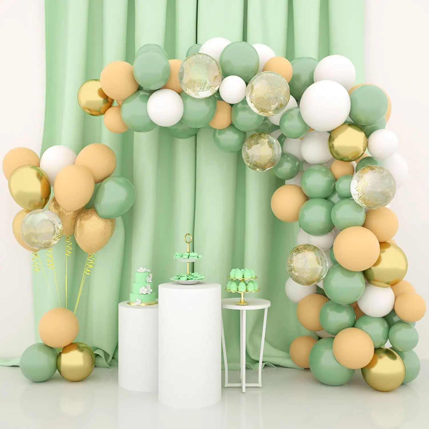 Photo 1 of 112Pcs Sage Green and Blush Balloon Garland Kit with Colorful Butterflies, Olive