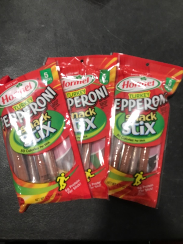 Photo 1 of 3 pack- Hormel Pepperoni Stix, Turkey - 5 stix, 3.75 oz [EXP 7-22]