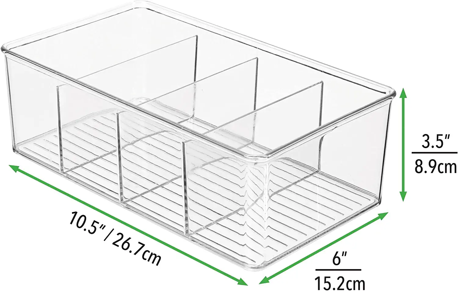 Photo 1 of [4 Pack] mDesign Plastic Food Storage Organizer Bin Box - 4 Divided Sections - Holder for Seasoning Packets [Clear]