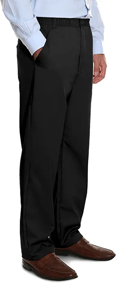 Photo 1 of [Size L] Pembrook Mens Elastic Waist Pants for Seniors - Adaptive Mens Pants for Elderly with Zipper and Button [Black]