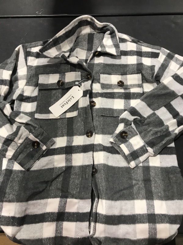 Photo 1 of [Size S] Lviefent Womens Casual Wool Blend Plaid Flannel Shirt
