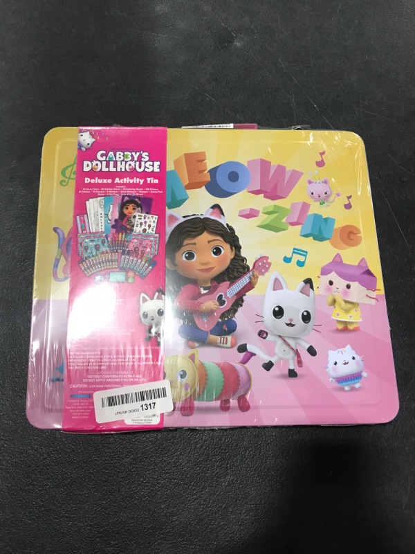 Photo 2 of DreamWorks Gabby’s Dollhouse Deluxe Activity Set with Carrying Tin, Coloring Sheets, Tattoos, Stickers, & Art Supplies