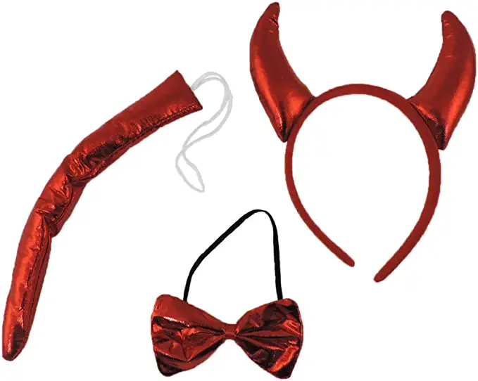 Photo 1 of 3 Piece Red Devil Horns, Bow Tie, And Tail Accessory Kit
