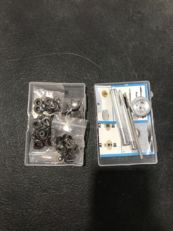 Photo 2 of 12 Sets Heavy Duty Leather Snap Fasteners Kit, 15mm Metal Snap Buttons Kit Press Studs with 4 Install Tools