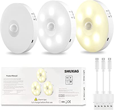 Photo 1 of 2022 Motion Sensor Light Indoor, 3-Packs White and Warm Two Modes