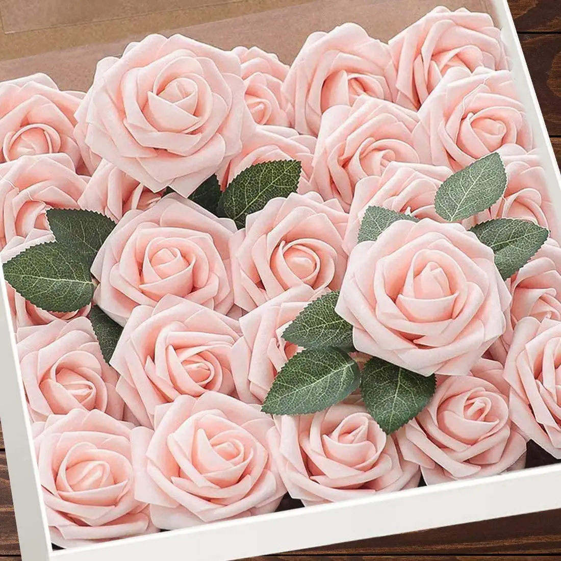 Photo 1 of Artificial Flowers 25pcs Real Looking Fake Roses with Stems for DIY Wedding Bouquets Baby Shower Centerpieces Floral Arrangements Party Tables Home Decorations
