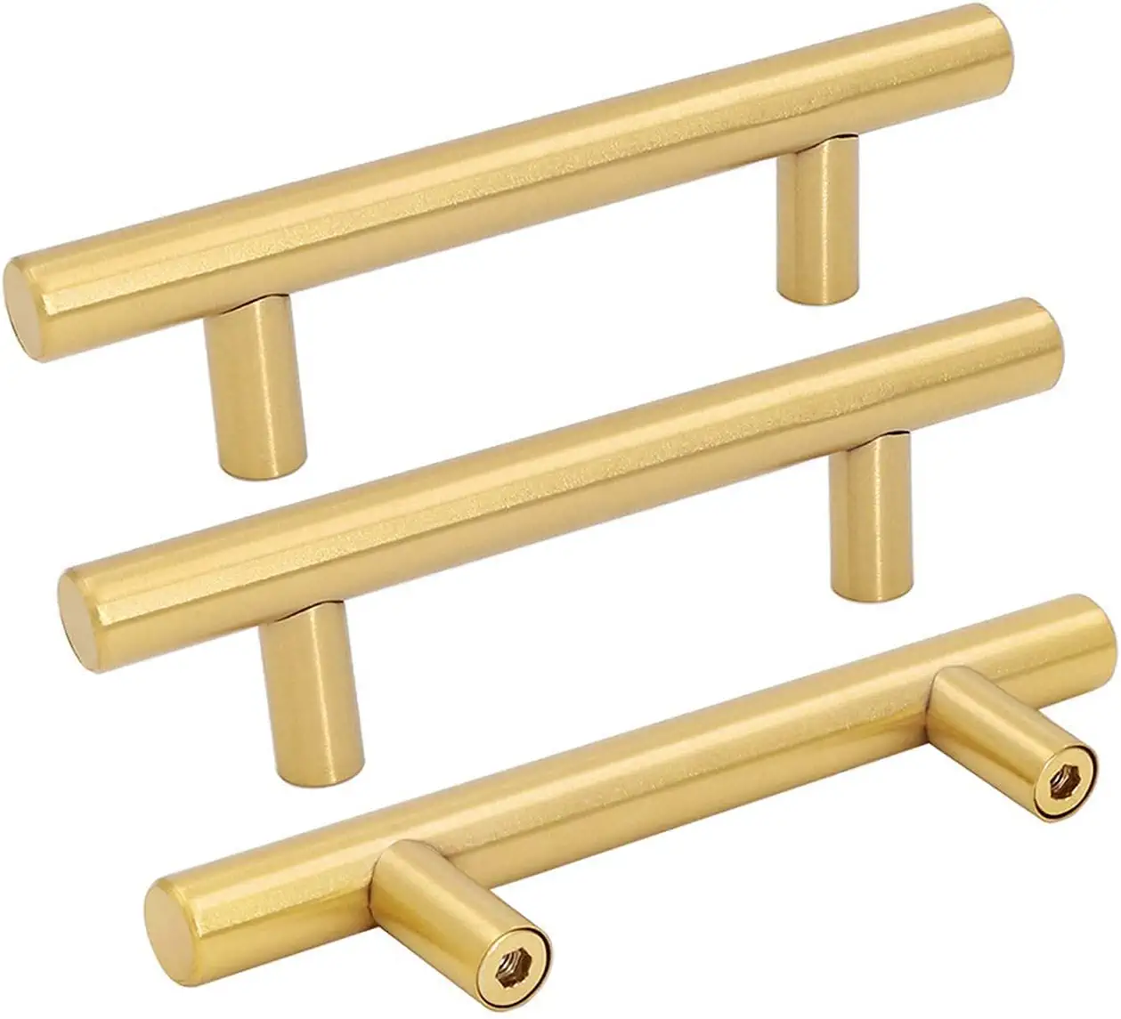 Photo 1 of 50 Pack goldenwarm Brushed Gold Cabinet Handles Cabinet Pulls Kitchen Hardware Brass Drawer Pulls - LS201GD76 Gold Cabinet Hardware Bathroom Hardware, 3in(76mm) Hole Centers
