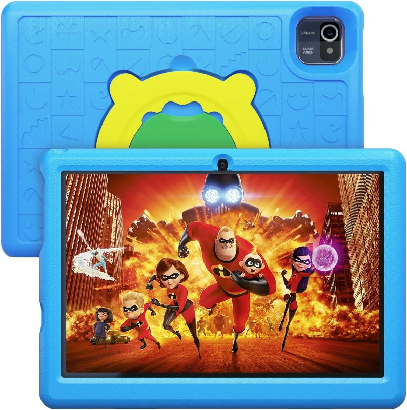 Photo 1 of Kids Tablet 10 Inch, Android 10.0 Tablet PC 10.1" Display 6000mAh Kidoz Pre Installed Parental Control Learning Tablet, 32GB ROM Quad Core Processor Wi-Fi Bluetooth Kid-Proof Case, Blue