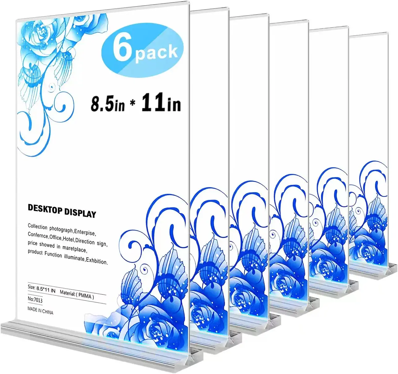 Photo 1 of Acrylic Sign Holder 8.5 x11-Acrylic T-Shaped Desktop Display Stand,6 Pack Plastic Display Stand, Double Sided Table Menu Holders Picture Frames for Wedding Table Numbers, Restaurant Signs, Art Display
