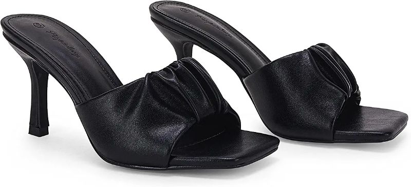 Photo 1 of [Size 7] PiePieBuy Womens Square Open Toe Heeled Sandals Slip On Mules Slingback [Black]