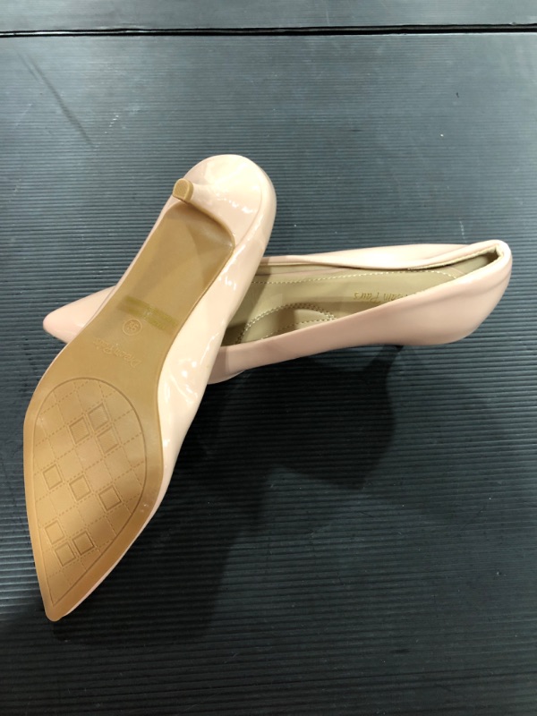 Photo 3 of [Size 9.5] DREAM PAIRS Women's Moda Low Heel D'Orsay Pointed Toe Pump Shoes [Nude]