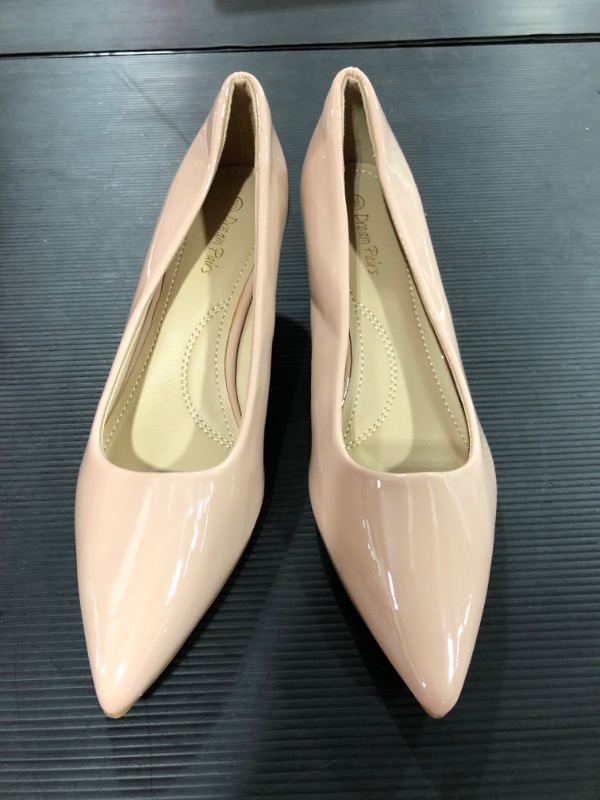 Photo 2 of [Size 9.5] DREAM PAIRS Women's Moda Low Heel D'Orsay Pointed Toe Pump Shoes [Nude]