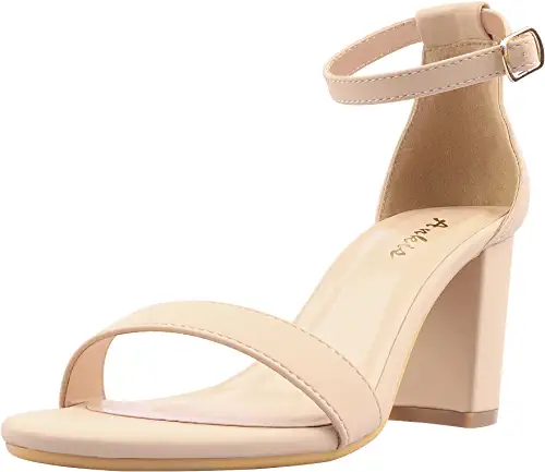 Photo 1 of [Size 8B] Women Open Toe Ankle Strap Chunky Heel [Nude]