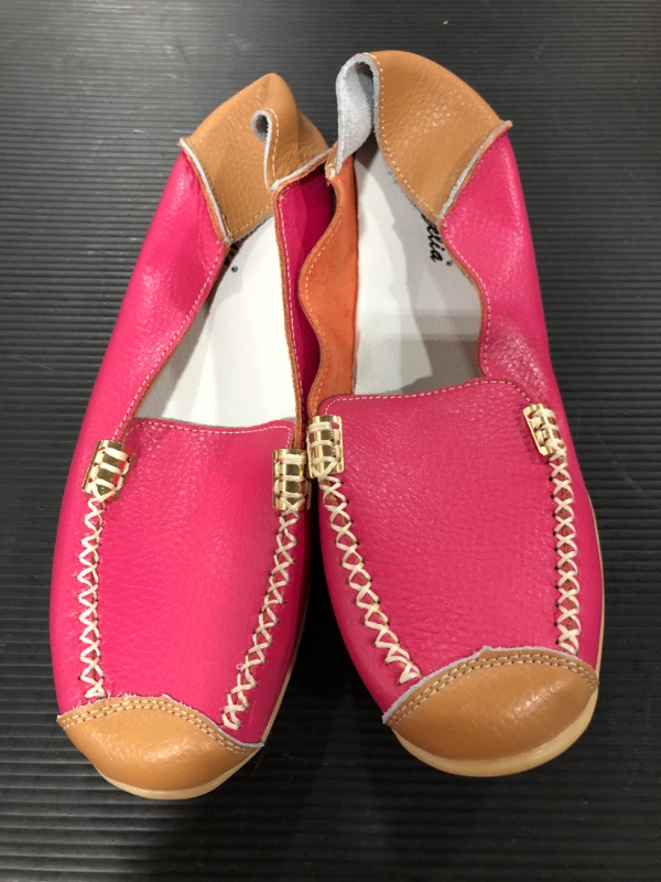 Photo 3 of [Size 9] VenusCelia Women's Comfort Walking on Clouds Flat Loafer [Hot Pink Patches]