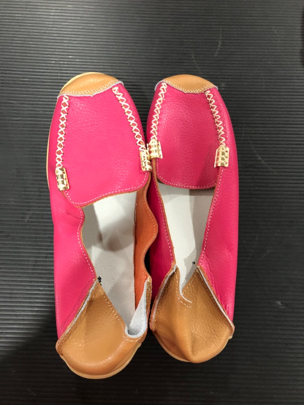 Photo 2 of [Size 9] VenusCelia Women's Comfort Walking on Clouds Flat Loafer [Hot Pink Patches]