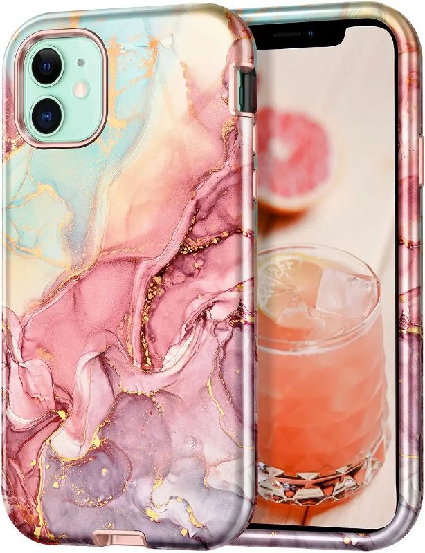 Photo 1 of CASEFIV Compatible with iPhone 11 Case,Marble Pattern 3 in 1 Heavy Duty Shockproof 