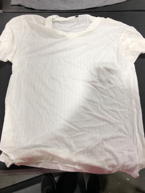 Photo 2 of [Size S] Men's Fashion Athletic T Shirt Workout Muscle Shirts V-Neck Solid Color Tee Shirt Top [White]